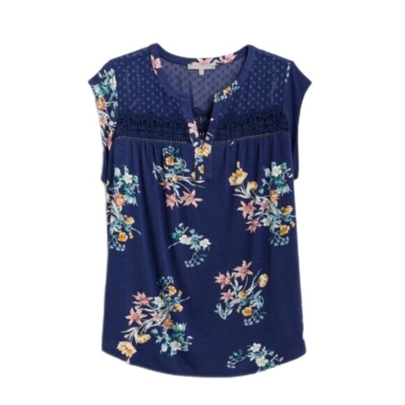 Daniel Rainn Taravel crochet detail knit floral top - Picture 6 of 8